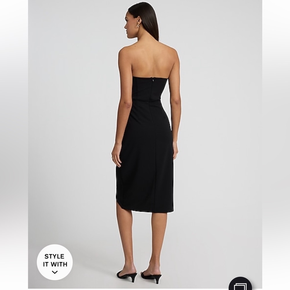 Express Strapless Cutout Tie Wrap Midi Sheath Dress - Picture 2 of 3